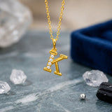 925 Sterling Silver Initial K Necklace With Cubic Zirconia