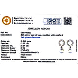 Elegant Lab Grown Diamond Pearl Earrings in 925 Sterling Silver