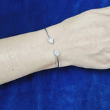 925 Sterling Silver Flexible Open Cuff Kada with Cubic Zirconia