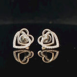 Elegant Double heart studs with sparkling lab-grown diamonds.