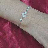 925 Sterling Silver Leaf CZ Bracelet