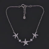 CZ Stone Starfish Charm Bracelet in 925 Sterling Silver
