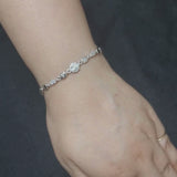 925 Sterling Silver Beaded Chain Bracelet with Pavé Cubic Zirconia Sphere