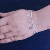 925 Sterling Silver Tennis-Style Charm Bracelet with Evil Eye & Hamsa Motifs