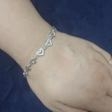 925 Sterling Silver Heart Link Bracelet with Cubic Zirconia