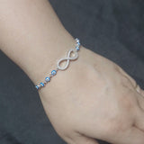 925 Sterling Silver Evil Eye Chain Bracelet with Sparkling Infinity Centerpiece