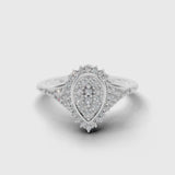 Pear-Shaped Halo Lab Grown Diamond Cluster Ring