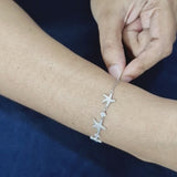 CZ Stone Starfish Charm Bracelet in 925 Sterling Silver