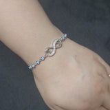 925 Sterling Silver Evil Eye Chain Bracelet with Cubic Zirconia