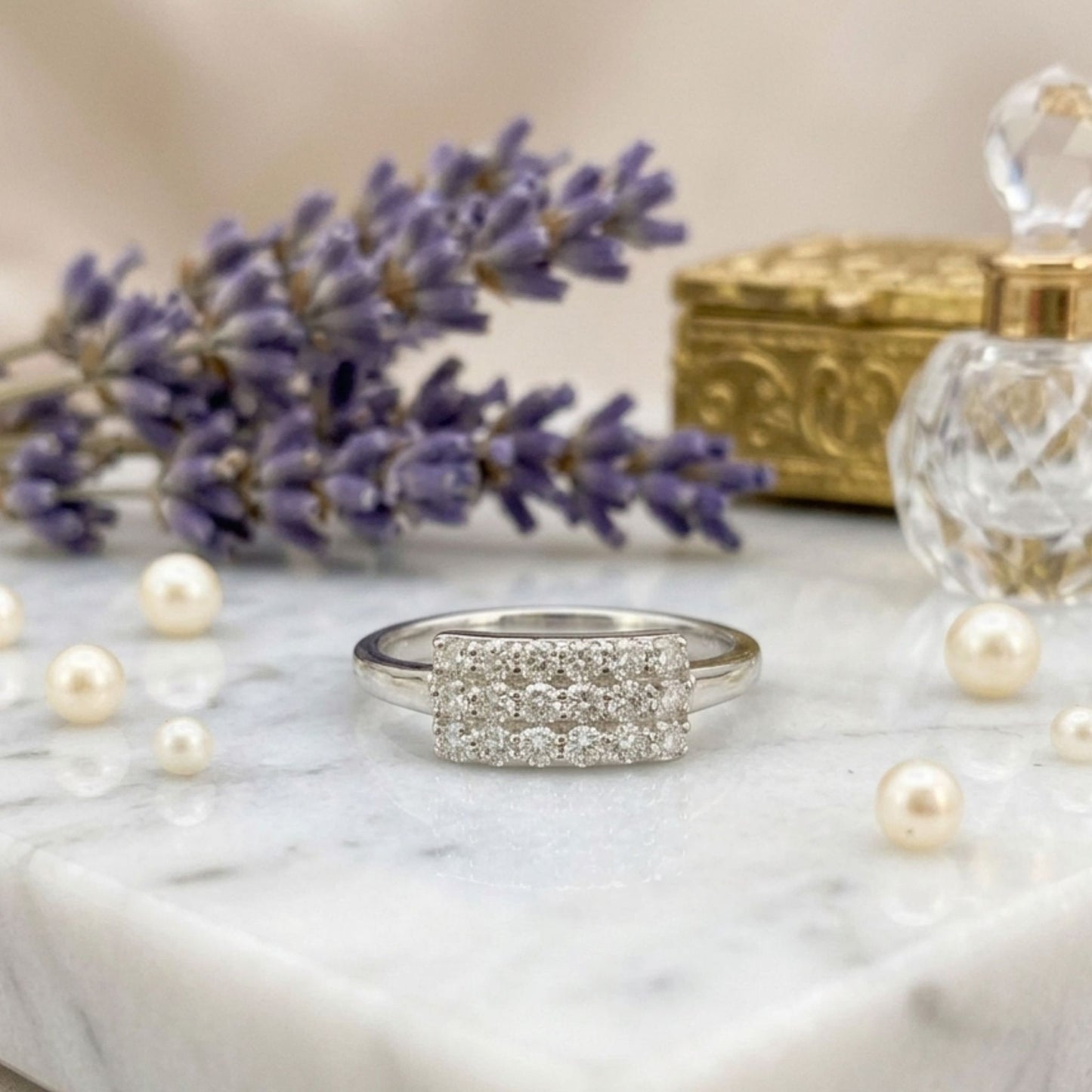 Elegant Lab Grown Diamond Cluster Ring in 925 Sterling Silver