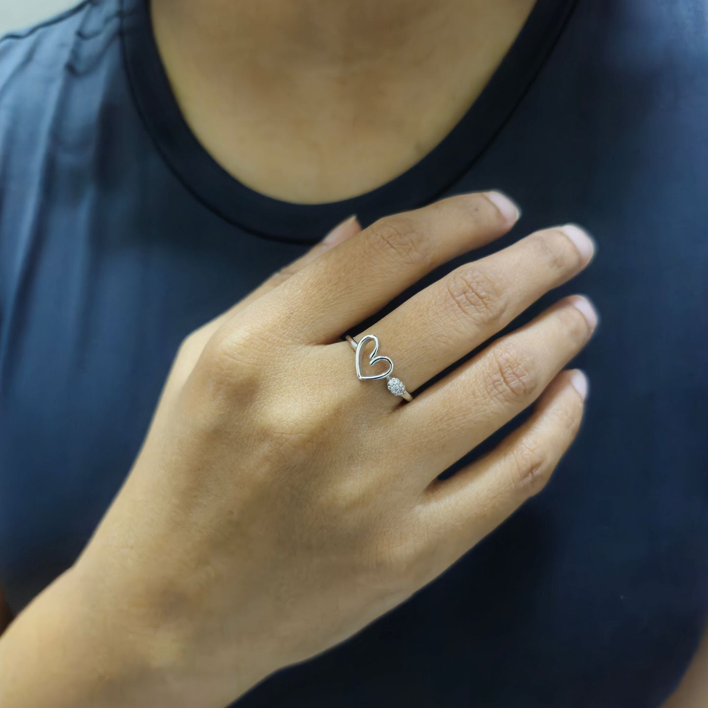 Elegant Lab Grown Diamond Heart Ring in 925 Sterling Silver