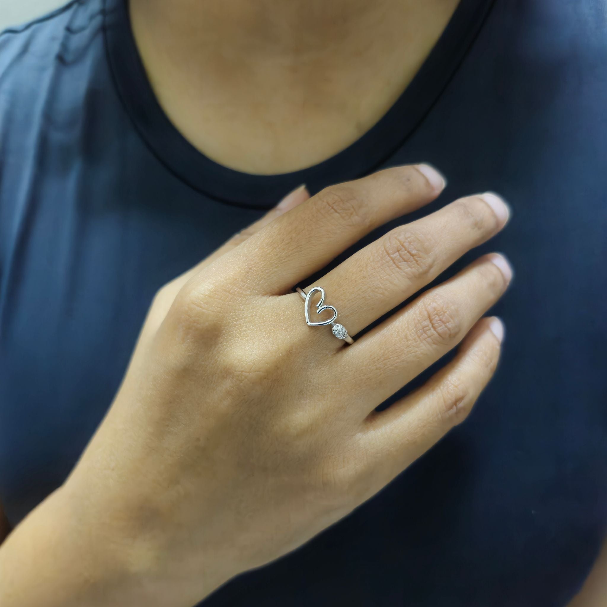 Elegant Lab Grown Diamond Heart Ring in 925 Sterling Silver