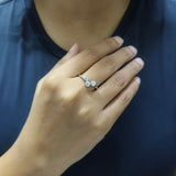 Triple Stone Lab Grown Diamond Ring in 925 Sterling Silver