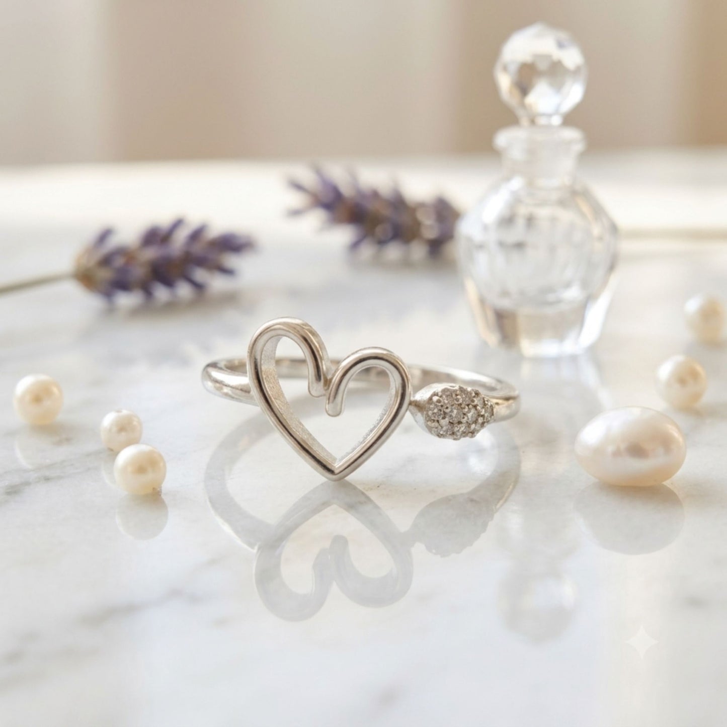 Elegant Lab Grown Diamond Heart Ring in 925 Sterling Silver