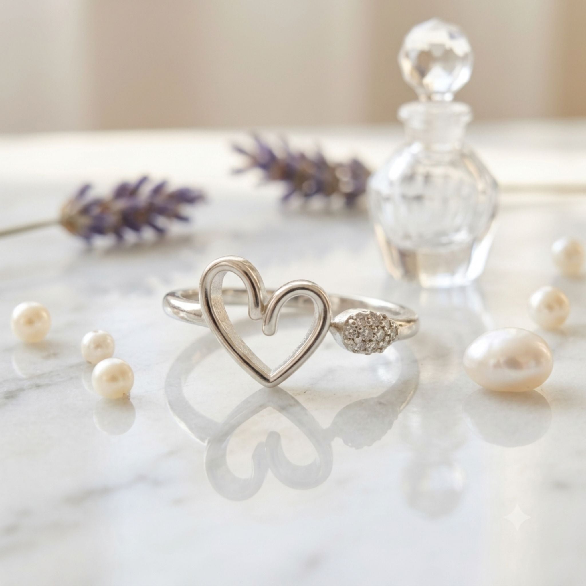 Elegant Lab Grown Diamond Heart Ring in 925 Sterling Silver