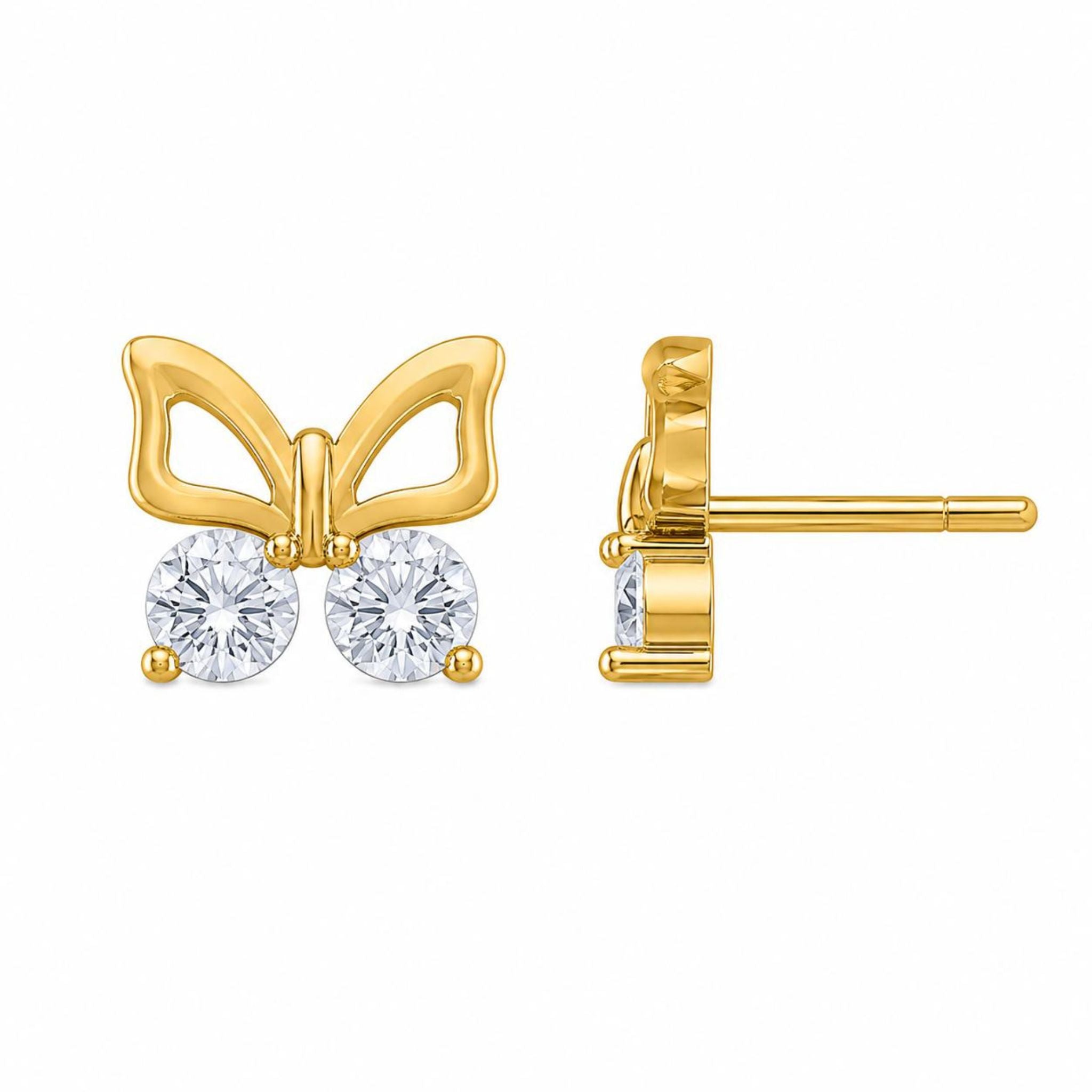 Elegant Butterfly Lab Grown Diamond Stud Earrings