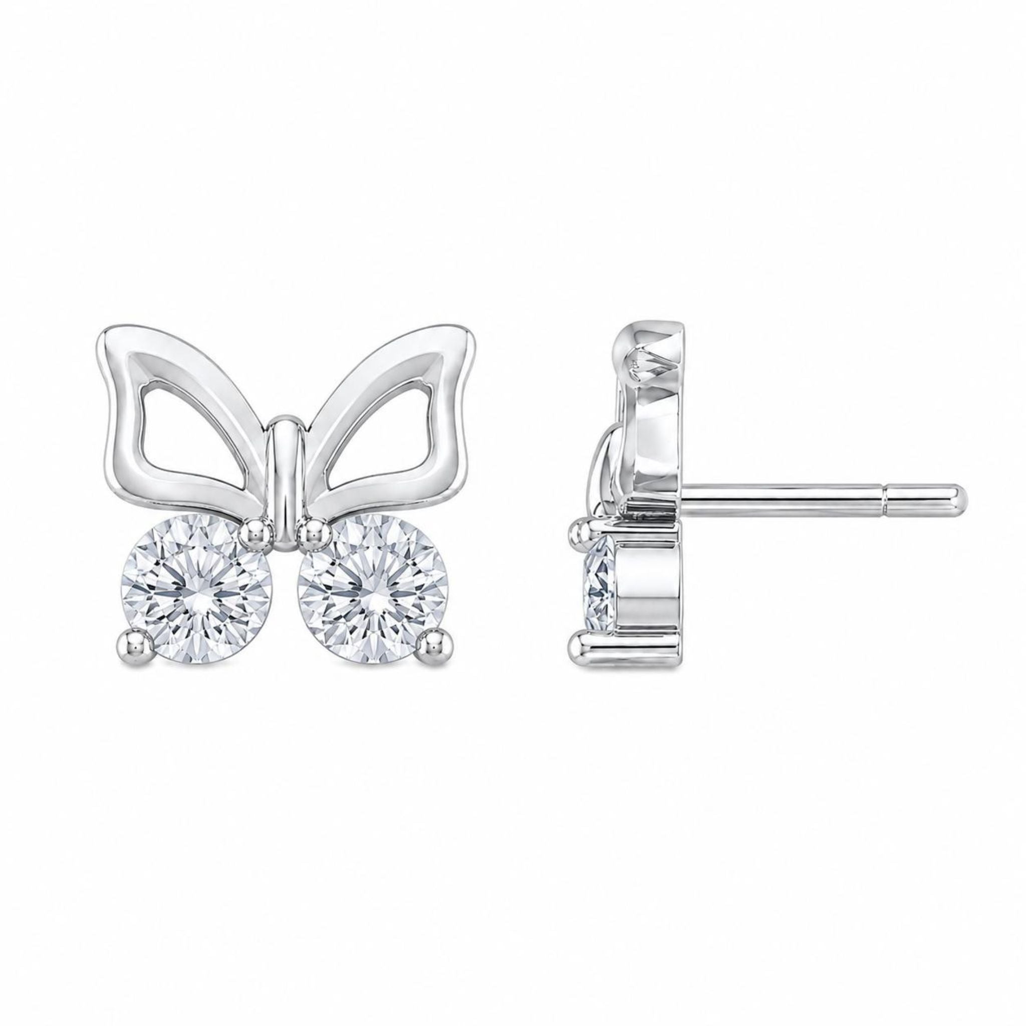 Elegant Butterfly Lab Grown Diamond Stud Earrings