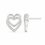 Elegant Double heart studs with sparkling lab-grown diamonds.