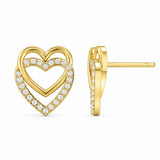 Elegant Double heart studs with sparkling lab-grown diamonds.