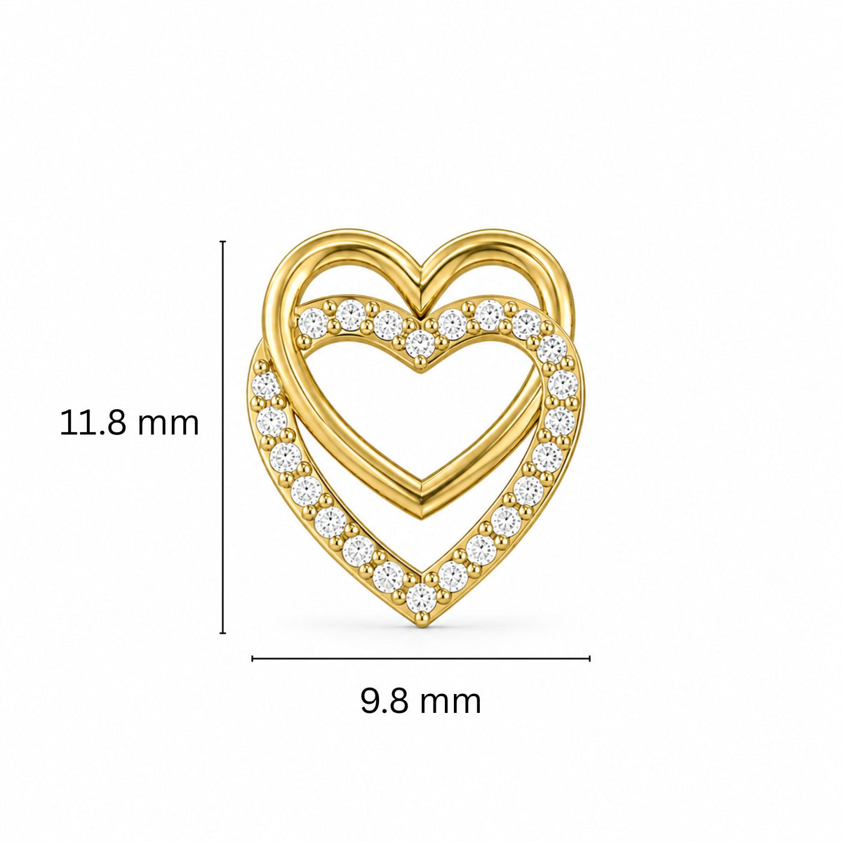 Elegant Double heart studs with sparkling lab-grown diamonds.