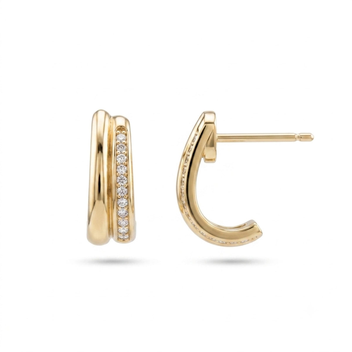 Elegant hoop studs accented with lab-grown diamonds
