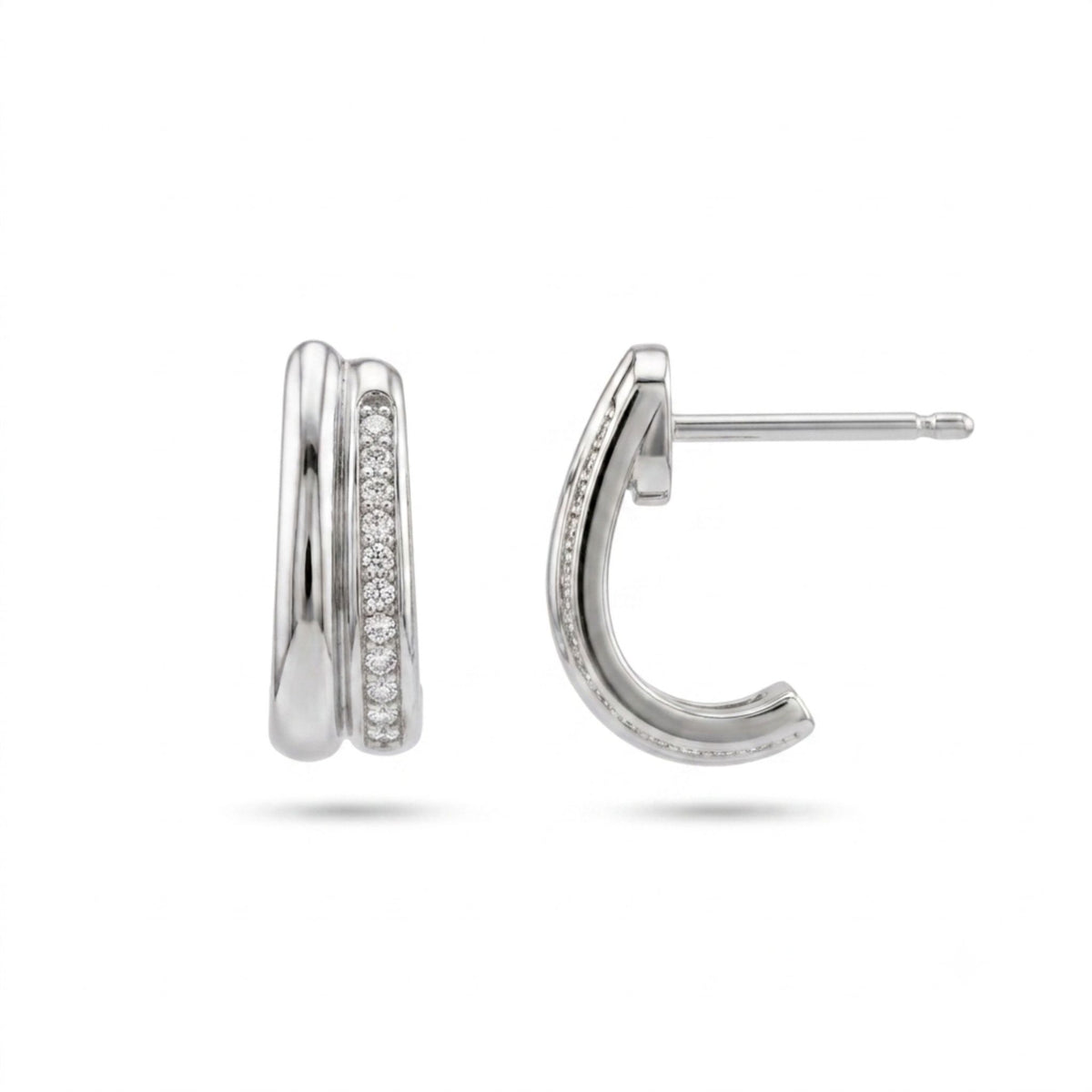 Elegant hoop studs accented with lab-grown diamonds